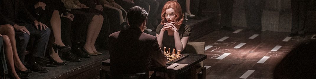 Beth Harmon playing chess in The Queen's Gambit